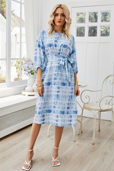 casual dresses fashion tie dye print 3/4 sleeve long summer party elegant dress o neck women pullover a-line vestidos, Black;gray
casual dresses fashion tie dye print 3/4 sleeve long summer party elegant dress o neck women pullover a-line vestidos, Black;gray