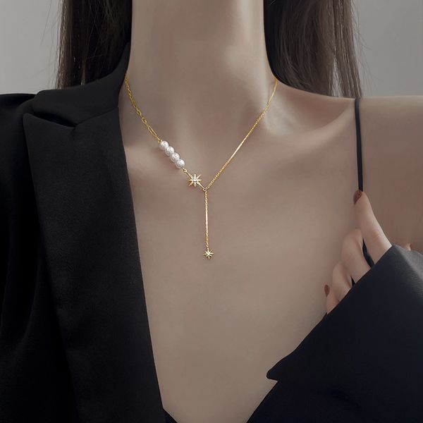 pearl tassel necklaces new female niche design feeling collarbone chain female summer fashion model, Silver
pearl tassel necklaces new female niche design feeling collarbone chain female summer fashion model, Silver