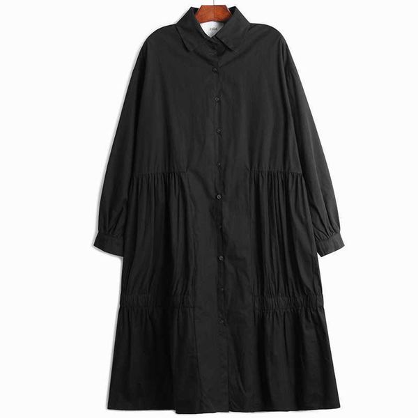 loose pleated solid full turn down collar shirt mid-length dresses women spring 210615, Black;gray
loose pleated solid full turn down collar shirt mid-length dresses women spring 210615, Black;gray