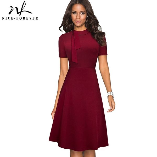 nice-forever retro elegant solid color vestidos with stripe business work women a-line dress a204 210419, White
nice-forever retro elegant solid color vestidos with stripe business work women a-line dress a204 210419, White