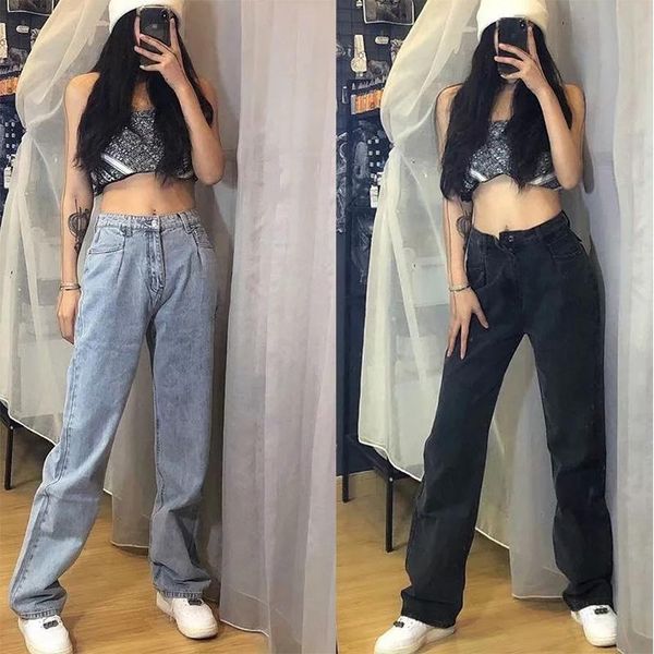 woman casual straight leg highwaist jeans female streetwear spring and autumn trousers korean fashion loose women's, Blue
woman casual straight leg highwaist jeans female streetwear spring and autumn trousers korean fashion loose women's, Blue