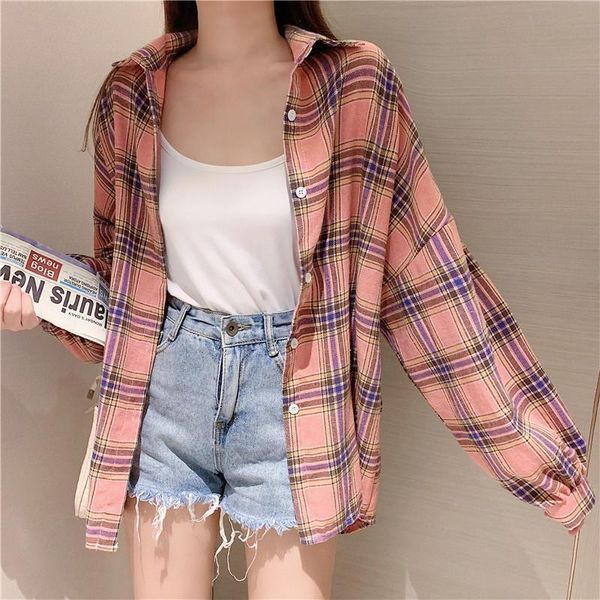 women's blouses & shirts casual loose korean style plaid women long sleeve shirt vintage single breassted buttons bf chic female blouse, White
women's blouses & shirts casual loose korean style plaid women long sleeve shirt vintage single breassted buttons bf chic female blouse, White