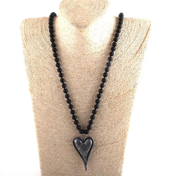pendant necklaces moodpc fashion bohemian tribal jewelry black stone long knotted metal heart, Silver
pendant necklaces moodpc fashion bohemian tribal jewelry black stone long knotted metal heart, Silver