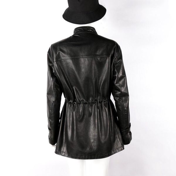women's leather & faux fashion women ol 100% sheepskin real long jacket windbreaker trench coat runway stand collar adjust waist loose, Black
women's leather & faux fashion women ol 100% sheepskin real long jacket windbreaker trench coat runway stand collar adjust waist loose, Black