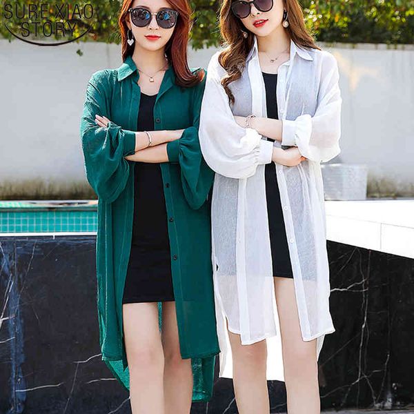women's long clothing lantern sleeve summer women chiffon cardigan sun-proof shirts loose thin shawl airable blouse 9124 50 210417, White
women's long clothing lantern sleeve summer women chiffon cardigan sun-proof shirts loose thin shawl airable blouse 9124 50 210417, White