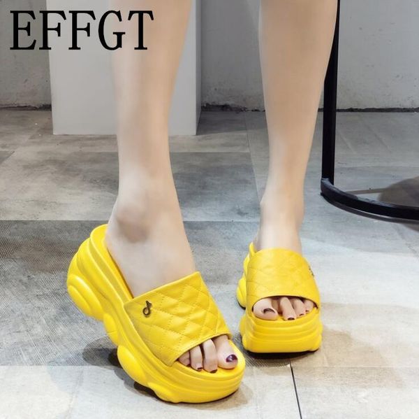 slippers effgt yellow green white brand platform women summer leisure slides cozy leather thick bottom casual ladies a374, Black
slippers effgt yellow green white brand platform women summer leisure slides cozy leather thick bottom casual ladies a374, Black
