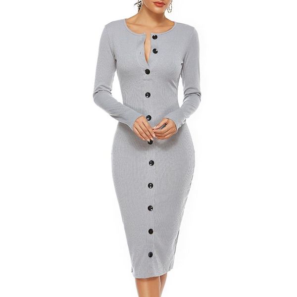 casual dresses women knitted dress long sleeve round neck single breasted slim fit bodycon ladies evening party pure color maxi, Black;gray
casual dresses women knitted dress long sleeve round neck single breasted slim fit bodycon ladies evening party pure color maxi, Black;gray