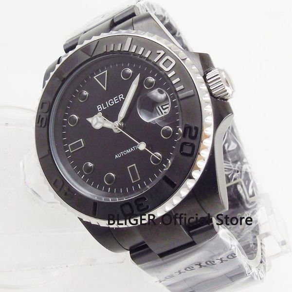 black dial mechanical watch ceramic bezel pvd coated case sapphire crystal automatic movement men's date wristwatches, Slivery;brown
black dial mechanical watch ceramic bezel pvd coated case sapphire crystal automatic movement men's date wristwatches, Slivery;brown