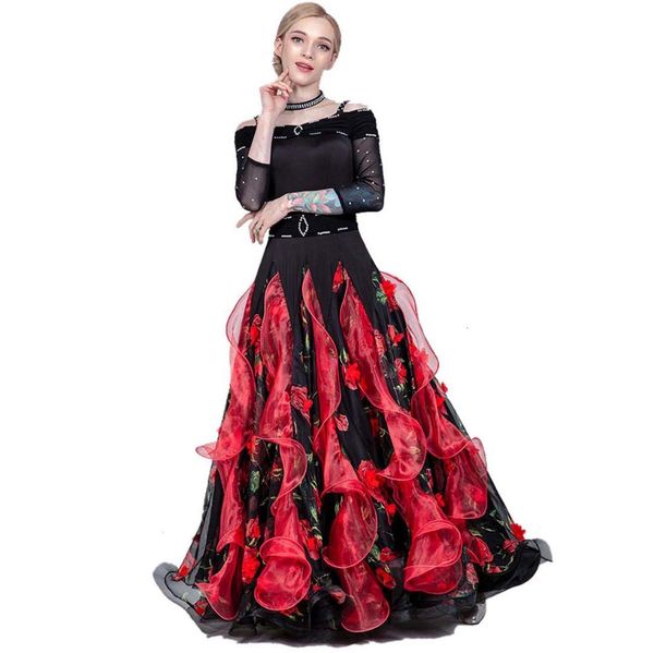 women ballroom modern standard waltz rumba competition luxury rhinestones dance wear flamenco tango big hem es, Black;red
women ballroom modern standard waltz rumba competition luxury rhinestones dance wear flamenco tango big hem es, Black;red