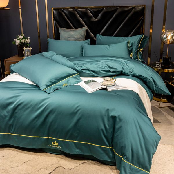 40 satin cotton solid embroidery el light luxury style 4-piece fitted sheet quilt cover bedding set
40 satin cotton solid embroidery el light luxury style 4-piece fitted sheet quilt cover bedding set