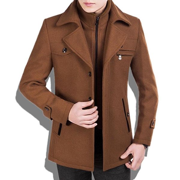 men's wool & blends generation of autumn and winter jacket business casual double collar pockets, Black
men's wool & blends generation of autumn and winter jacket business casual double collar pockets, Black