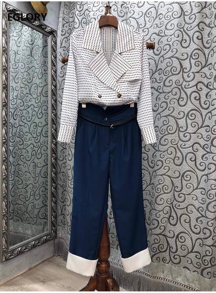 women's tracksuits set 2021 autumn designer clothing woman polka dot print long sleeve blouse+calf pants & capris, Gray
women's tracksuits set 2021 autumn designer clothing woman polka dot print long sleeve blouse+calf pants & capris, Gray