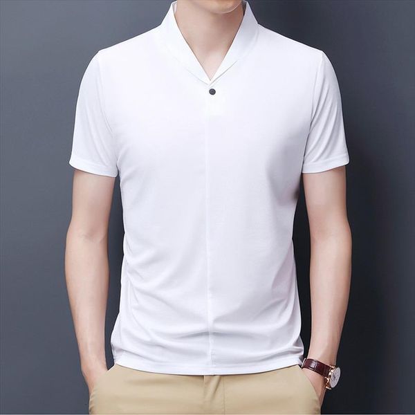 trend shirt short sleeve fashion men polo brand summer solid white for male korean clothing, White;black
trend shirt short sleeve fashion men polo brand summer solid white for male korean clothing, White;black