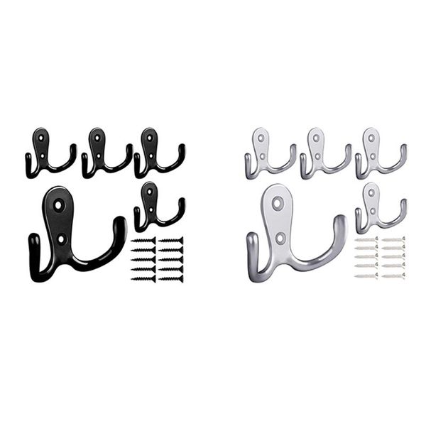 double prong robe hook with screws, dual coat hooks wall mounted hanging clothes for bathroom bedroom door & rails
double prong robe hook with screws, dual coat hooks wall mounted hanging clothes for bathroom bedroom door & rails