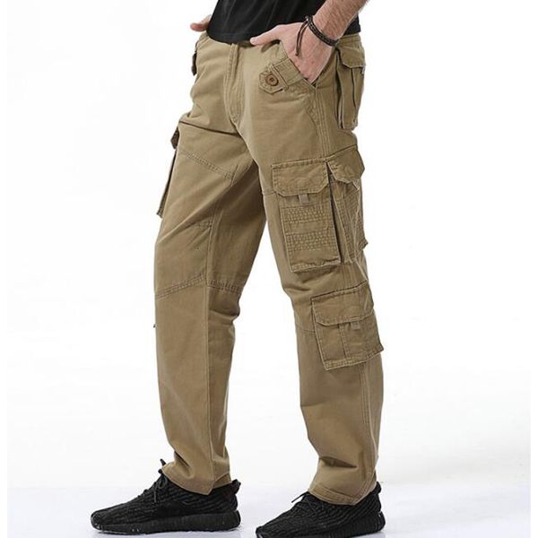 men's pants pants, casual military multi pocket men's outdoor oversized pants 28-40, Black