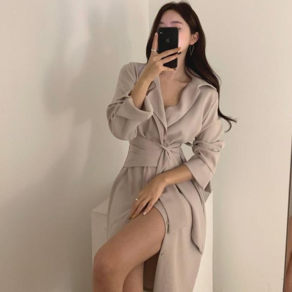 women's jackets south korea east gate 2021 french elegant drop feel full temperament side lace up long slit shirt dress, Black;brown
women's jackets south korea east gate 2021 french elegant drop feel full temperament side lace up long slit shirt dress, Black;brown