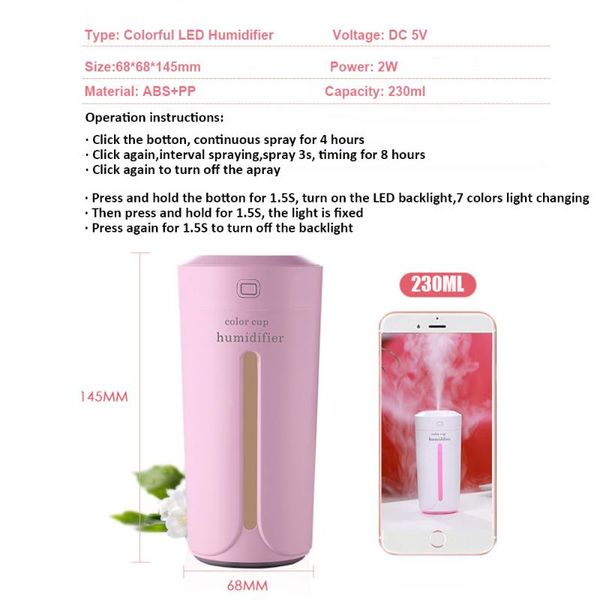humidifiers 230ml color cup usb air humidifier for home car ultrasonic mini mist maker fogger purifier with led lights humidificador
humidifiers 230ml color cup usb air humidifier for home car ultrasonic mini mist maker fogger purifier with led lights humidificador