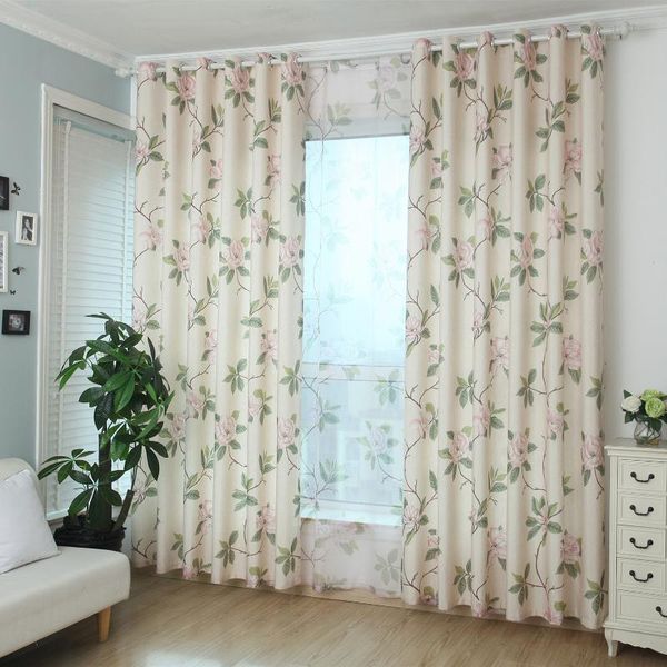 curtain & drapes peony flower linen american country cotton printed for living room bedroom
