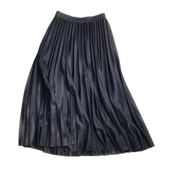 skirts pleated skirt women elastic midi-length vintage metallic a-line long black jupes femme
skirts pleated skirt women elastic midi-length vintage metallic a-line long black jupes femme