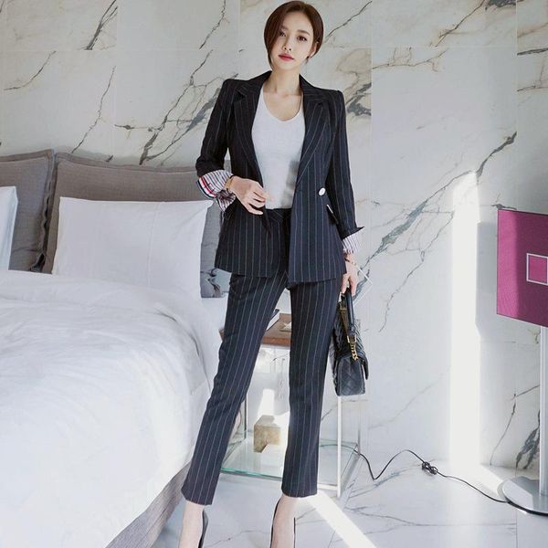work pant suits ol 2 piece sets double breasted striped blazer jacket & zipper trousers suit for women set feminino spring women's two, White
work pant suits ol 2 piece sets double breasted striped blazer jacket & zipper trousers suit for women set feminino spring women's two, White