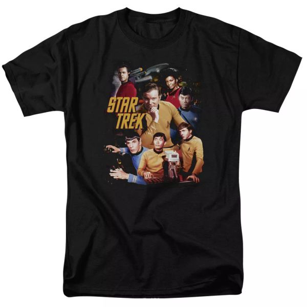 Star Trek At The Controls TV Show T-Shirt Sizes S-3X NEW, White;black