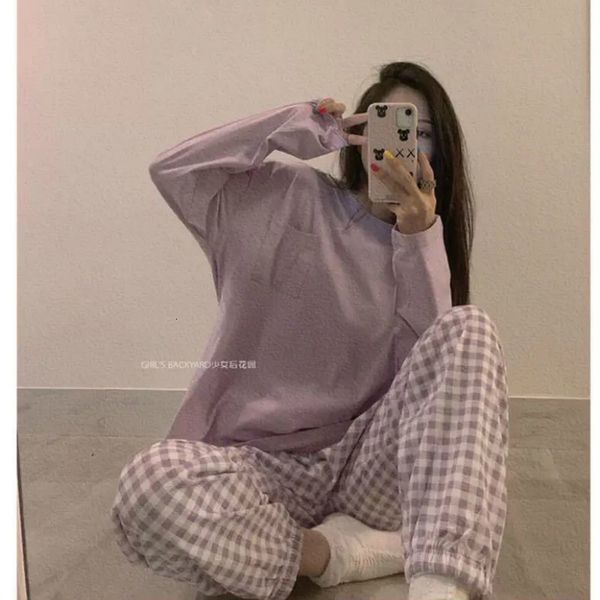 women's sleepwear pajamas for girls sleep + plaid pants home clothes women loungewear pijamas femme kmzs, Black;red
women's sleepwear pajamas for girls sleep + plaid pants home clothes women loungewear pijamas femme kmzs, Black;red