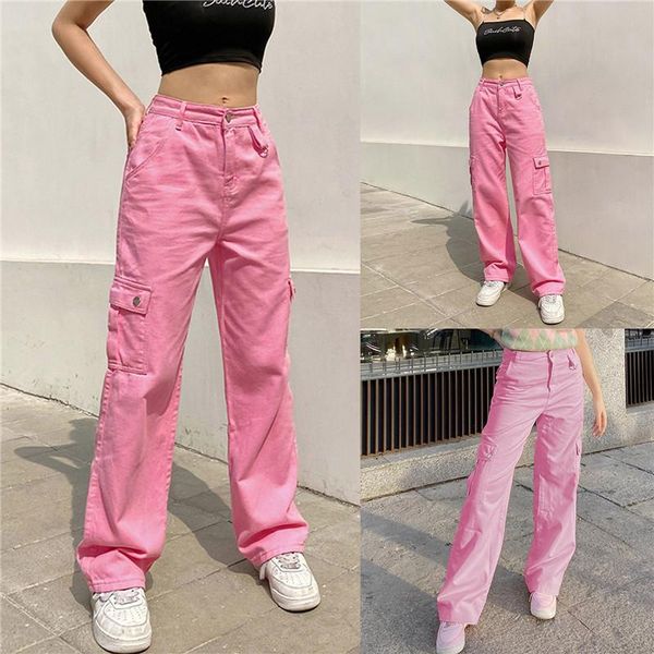 women's jeans women high waist solid color wide leg fashion loose denim pants with flap pockets streetwear, Blue
women's jeans women high waist solid color wide leg fashion loose denim pants with flap pockets streetwear, Blue