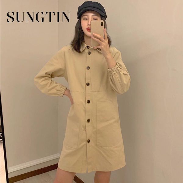 casual dresses sungtin long sleeve buttom cotton dress summer 2021 oversized shirt women mini turn-down collar elegant vestidos, Black;gray
casual dresses sungtin long sleeve buttom cotton dress summer 2021 oversized shirt women mini turn-down collar elegant vestidos, Black;gray