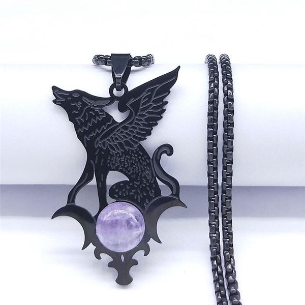 pendant necklaces 2021 stainless steel purple crystal witchcraft moon wolf pendants women black silver color jewelry n2255s03
pendant necklaces 2021 stainless steel purple crystal witchcraft moon wolf pendants women black silver color jewelry n2255s03