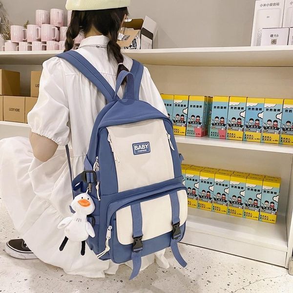 school bags summer fashion women's backpack trend contrast color schoolbag for girls nylon large-capacity waterproof travel backpacks
school bags summer fashion women's backpack trend contrast color schoolbag for girls nylon large-capacity waterproof travel backpacks
