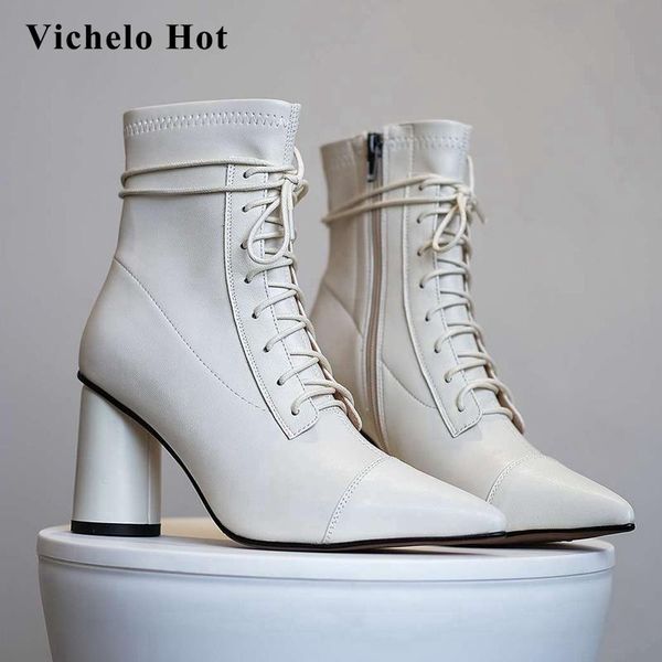 boots vichelo 2021 work genuine leather stretch all-match pointed toe high heel lace up office lady elegant ankle l29, Black
boots vichelo 2021 work genuine leather stretch all-match pointed toe high heel lace up office lady elegant ankle l29, Black