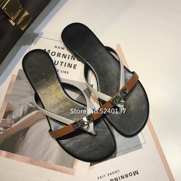 slippers fashion summer metal decoration women flip flops open toe mixed color outside casual flat female, Black
slippers fashion summer metal decoration women flip flops open toe mixed color outside casual flat female, Black