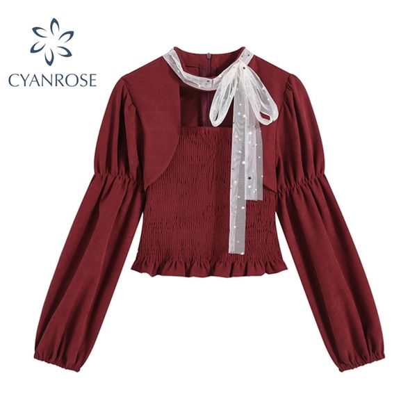claret women's blouses puff long sleeve mesh spliced square collar elastic slim bodycon shirt vintage ins pullover blusas 210430, White
claret women's blouses puff long sleeve mesh spliced square collar elastic slim bodycon shirt vintage ins pullover blusas 210430, White
