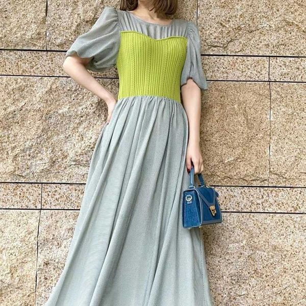 summer elegant puff sleeve knit patchwork dresses for women high waist silm vestido feminino fashion office lady 210525, Black;gray
summer elegant puff sleeve knit patchwork dresses for women high waist silm vestido feminino fashion office lady 210525, Black;gray