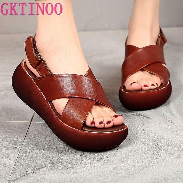 summer sandals women wedges heel retro genuine leather peep toe casual platform, Black
summer sandals women wedges heel retro genuine leather peep toe casual platform, Black