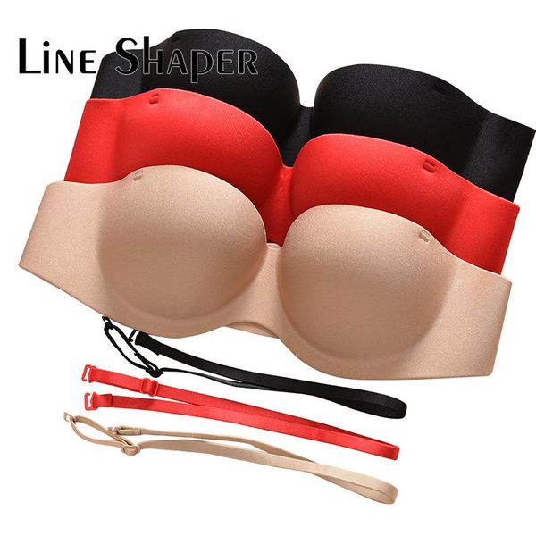 bras women's slightly lined lift support invisible seamless plunge strapless bra adjustable strap brassiere, Red;black
bras women's slightly lined lift support invisible seamless plunge strapless bra adjustable strap brassiere, Red;black