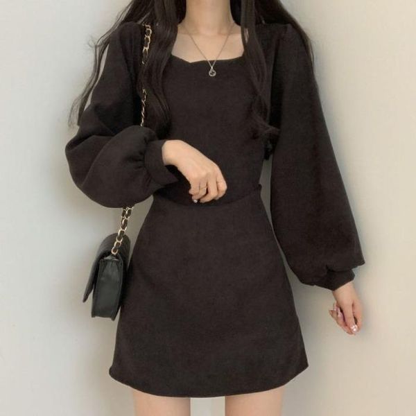 casual dresses vintage chic autumn temperament slim square neck puff sleeve dress short full wild fashion vestido de mujer ft418, Black;gray
casual dresses vintage chic autumn temperament slim square neck puff sleeve dress short full wild fashion vestido de mujer ft418, Black;gray