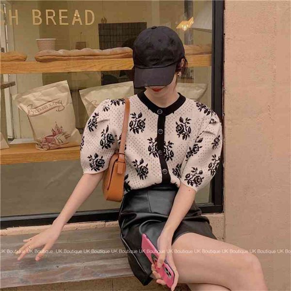 women's sweaters puff short-sleeved hollow knit cardigan jacket jacquard knitted sweater high street retro 1vku, White;black
women's sweaters puff short-sleeved hollow knit cardigan jacket jacquard knitted sweater high street retro 1vku, White;black
