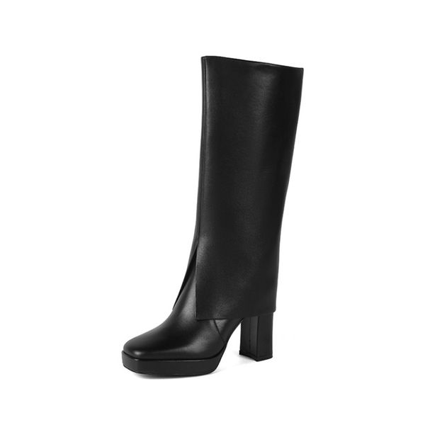 winter knee boots women designer round toe block hight heel soft natural genuine leather party wedding fashion luxury platform lady warorwar, Black
winter knee boots women designer round toe block hight heel soft natural genuine leather party wedding fashion luxury platform lady warorwar, Black
