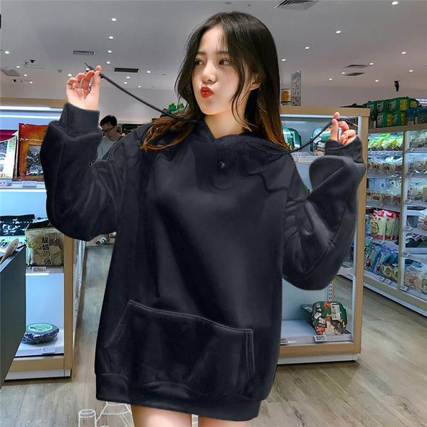women's hoodies & sweatshirts tracksuit solid loose autumn women jumper long sleeve pullover female thickening all match korea, Black
women's hoodies & sweatshirts tracksuit solid loose autumn women jumper long sleeve pullover female thickening all match korea, Black