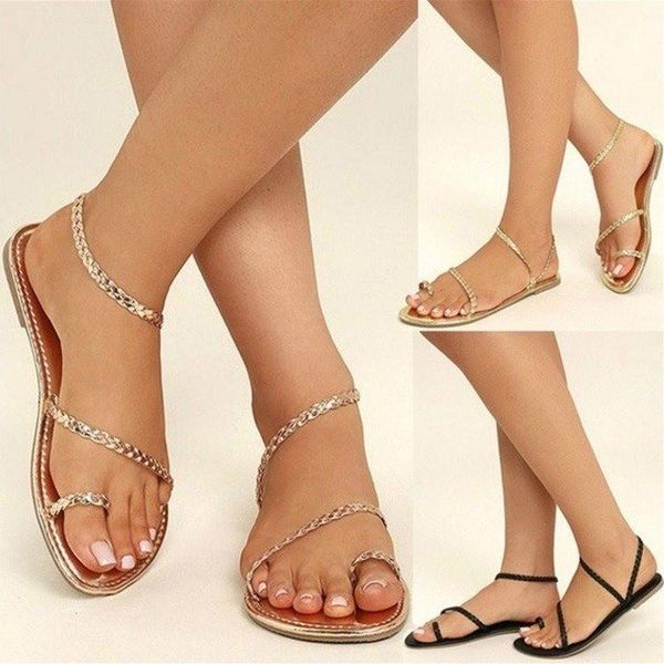 sandals large size women's shoes solid color braided rope anklet straps flip flops low heel and slippers women summer, Black
sandals large size women's shoes solid color braided rope anklet straps flip flops low heel and slippers women summer, Black