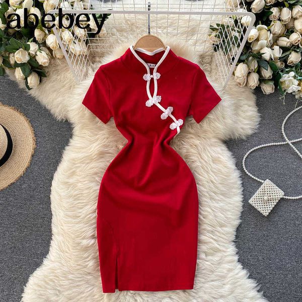 women elegant french dress retro stand collar short sleeve solid slim dress summer fashion streetwear short dress 210715, Black;gray
women elegant french dress retro stand collar short sleeve solid slim dress summer fashion streetwear short dress 210715, Black;gray