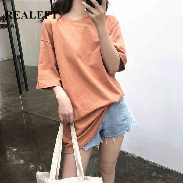 summer cotton oversize women's t-shirts bottoming solid o-neck casual minimalism loose female shirts 210428, White
summer cotton oversize women's t-shirts bottoming solid o-neck casual minimalism loose female shirts 210428, White