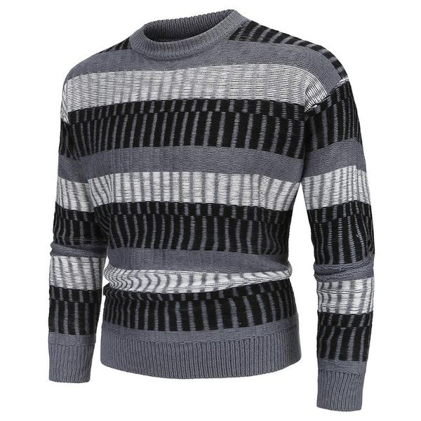 men's sweaters high-quality loose autumn and winter o-neck collar street stitching stripes sweater, White;black
men's sweaters high-quality loose autumn and winter o-neck collar street stitching stripes sweater, White;black