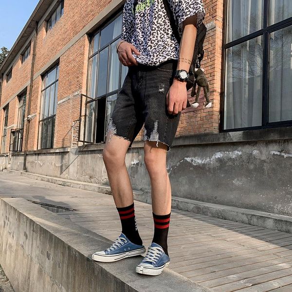 spring and summer fashion trend casual couple harajuku european american style loose sports comfortable short jeans men's shorts, White;black
spring and summer fashion trend casual couple harajuku european american style loose sports comfortable short jeans men's shorts, White;black