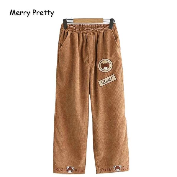 women's pants & capris merry pretty corduroy cartoon bear ebrodiery straight 2021 winter elastic waist ladies cute pockets trousers, Black;white
women's pants & capris merry pretty corduroy cartoon bear ebrodiery straight 2021 winter elastic waist ladies cute pockets trousers, Black;white