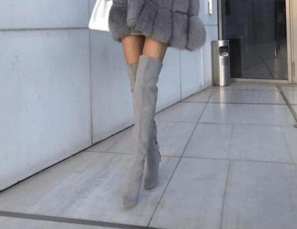 woman boots gray suede leather slim tassel back pointed toe over the knee thin thigh long boot fringe high heels, Black
woman boots gray suede leather slim tassel back pointed toe over the knee thin thigh long boot fringe high heels, Black