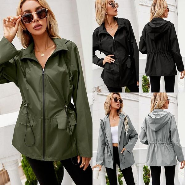 women's trench coats 2021 autumn/winter hoodie waist rain jacket zip raincoat outdoor mountain clothing womens clothes designer, Tan;black
women's trench coats 2021 autumn/winter hoodie waist rain jacket zip raincoat outdoor mountain clothing womens clothes designer, Tan;black