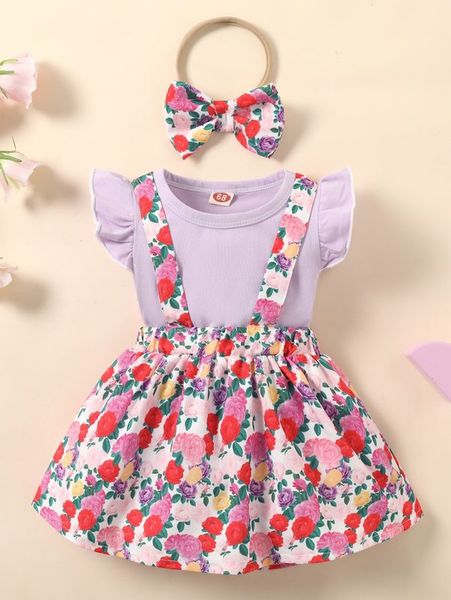baby ruffle trim tee & allover floral print crisscross pinafore skirt & headband she, White
baby ruffle trim tee & allover floral print crisscross pinafore skirt & headband she, White