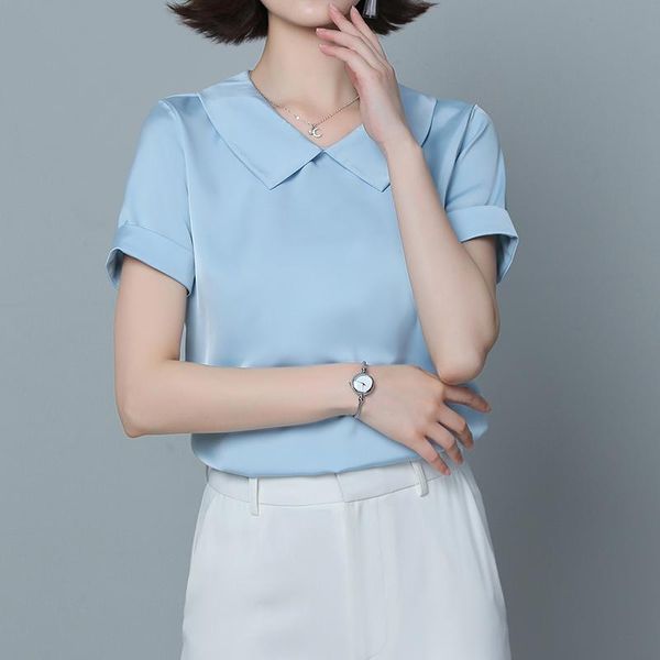 women's blouses & shirts silk summer 2021 plus size elegant woman solid pink blouse office ladies short sleeve, White
women's blouses & shirts silk summer 2021 plus size elegant woman solid pink blouse office ladies short sleeve, White